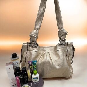 B. Makowsky Gold Shoulder Bag - Stylish Everyday Tote EUC